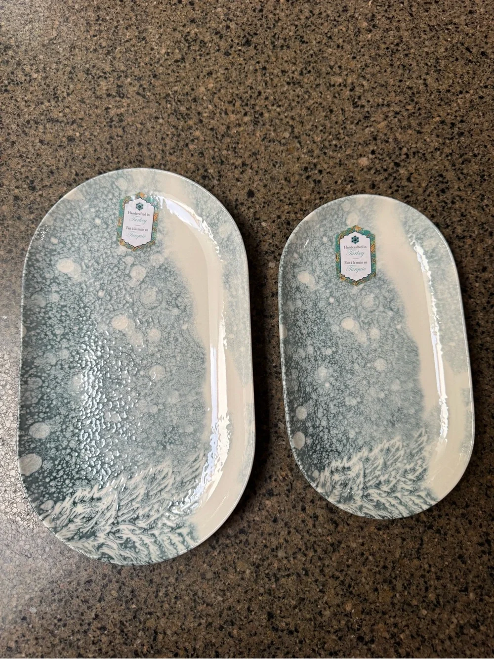 Handcrafted in Turkey Intesa Home Christmas Snowflake Oval Platter Set of 2